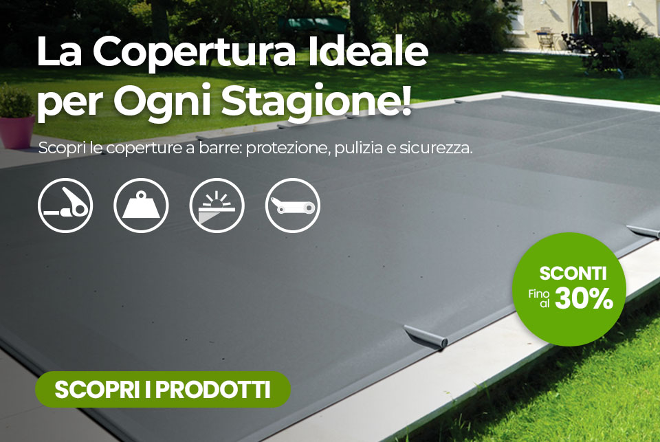 Promozione Sconti fino al 30% sulle coperture a barre per piscina e rullo avvolgitore Rolltrot