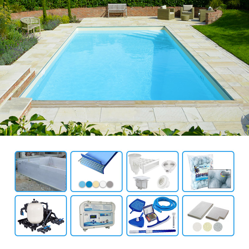 Piscina interrata in casseri di polistirolo ITALIKA® Blok 12,00 x 6,00 h  1,20 m