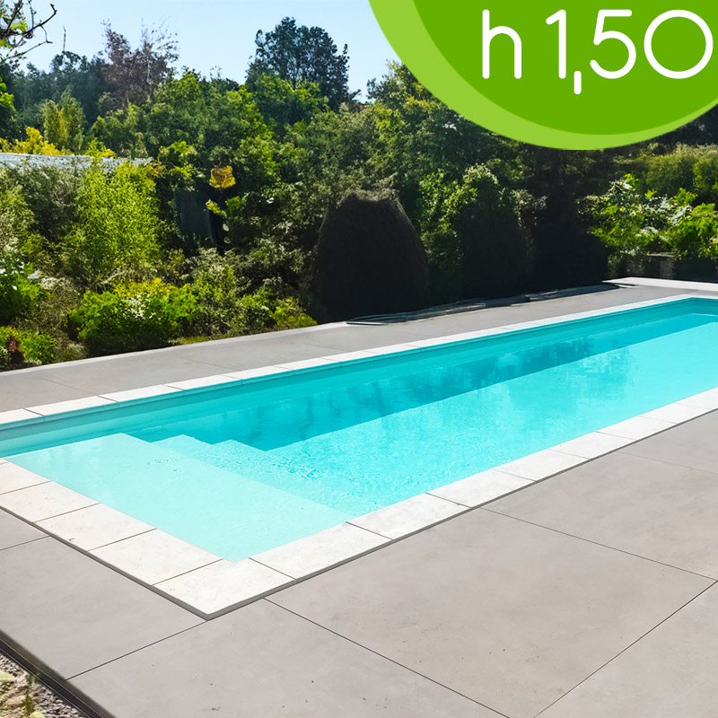 Piscina interrata in casseri di polistirolo ITALIKA® Blok 13,50 x 6,00 h  1,50 m con scala romana