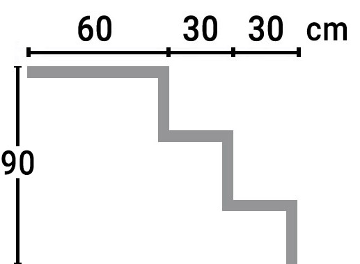 Dimensioni Scala interna rettangolare RELAX per piscina, h 0,90 m con 3 scalini per posa sotto liner