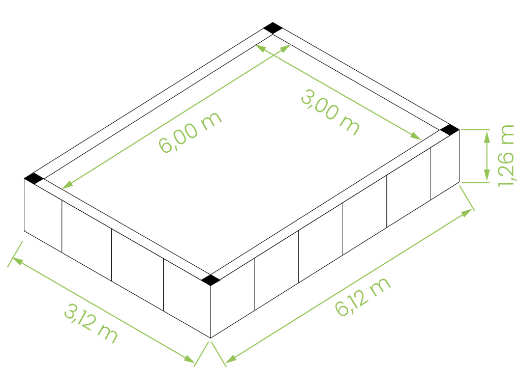 Dimensioni piscina fuori terra rivestita Antea