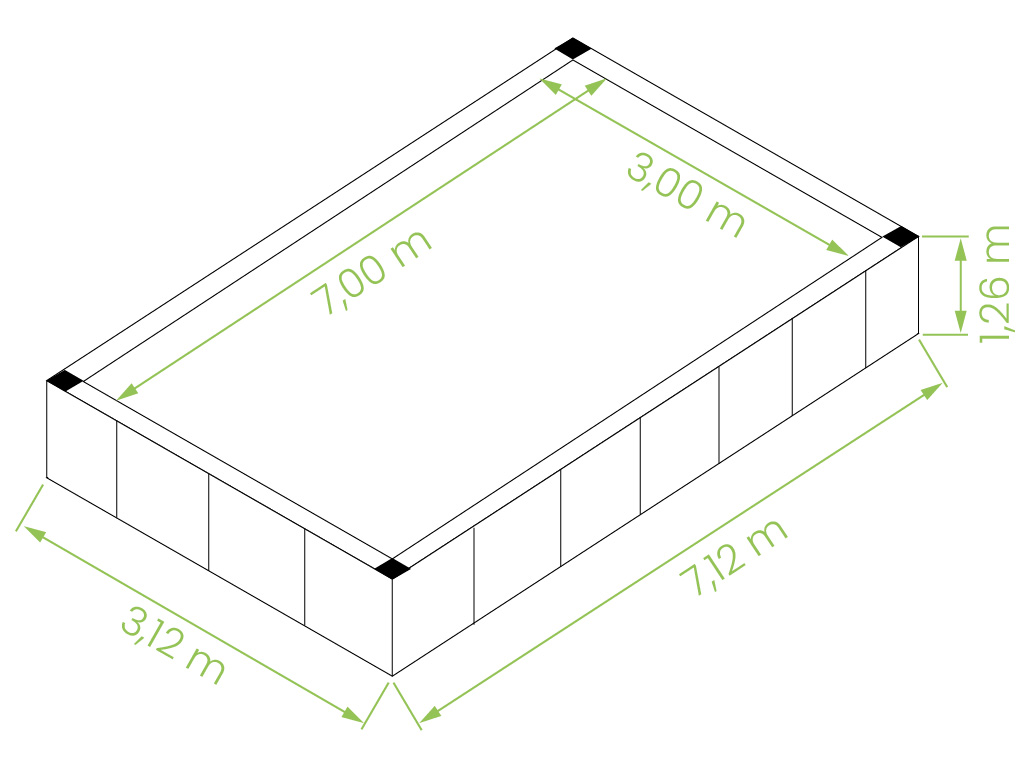 Dimensioni piscina fuori terra rivestita Antea