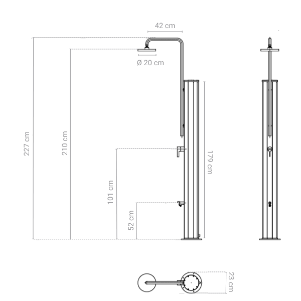 Dimensioni doccia solare Chrome