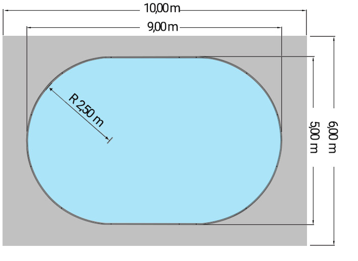 Dimensioni Piscina interrata OLIVIA 900 - 9,00 x 5,00 x h 1,50 m