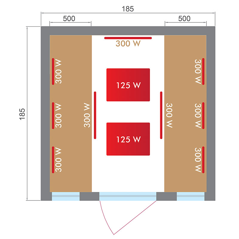 Dimensioni sauna a infrarossi, disegno tecnico