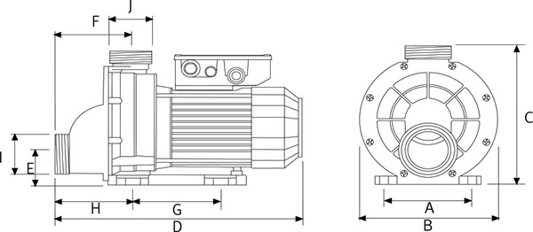 Schema Pompa per idromassaggio TIPER2 - da 0,75 a 1,25 HP Raccordi 5,70 cm