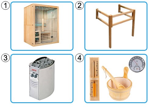 Materiale incluso sauna finlandese da interno 2 posti VESI KIT PRO