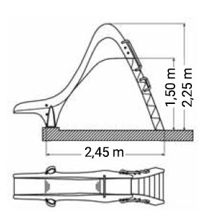 Scivolo per piscina BLU curva a destra - h1,50 m