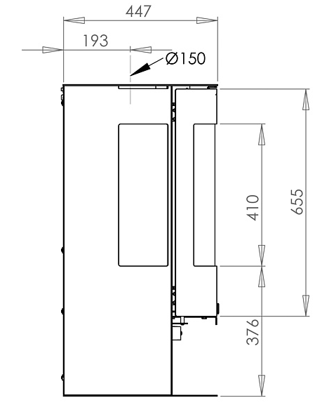 Dimensioni stufa aduro 9.6 profilo