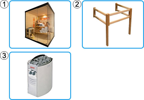 Materiale incluso sauna finlandese da interno 2 posti AKARI KIT BASE